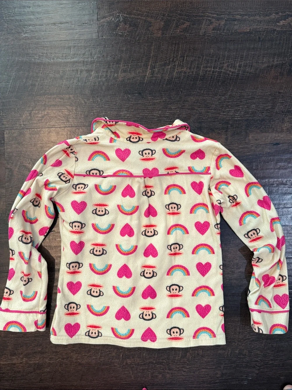 Paul Frank Cream Pajama Set with Pink Hearts & Rainbow Motifs
